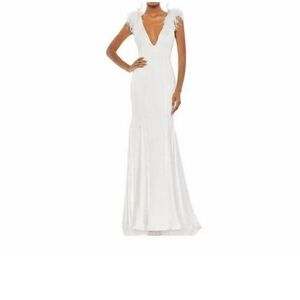 Mac Duggal Elegant White Maxi Dress